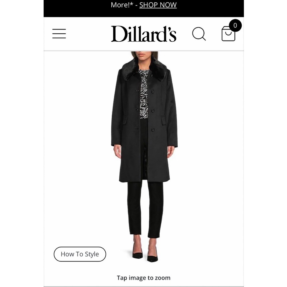 Michael Kors Black Pea Coat with Fur Collar